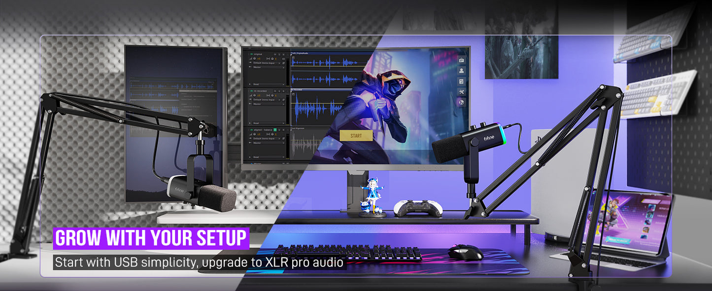 XLR/USB Dynamic Gaming Microphone with RGB