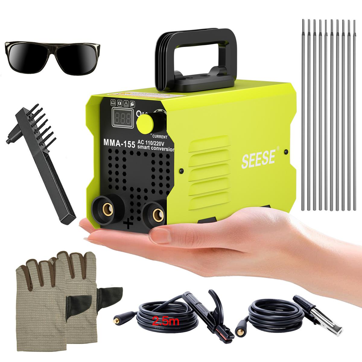 155A Mini Portable Stick Welder – 110/220V Smart Voltage, Digital LED Display, MMA Arc Welding Machine