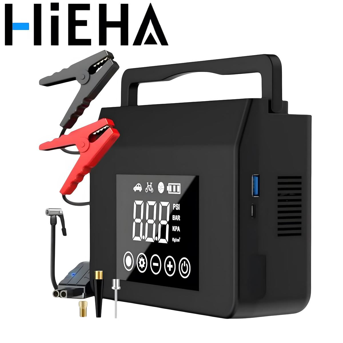 4000A Portable Car Jump Starter with Tire Inflator & Power Bank