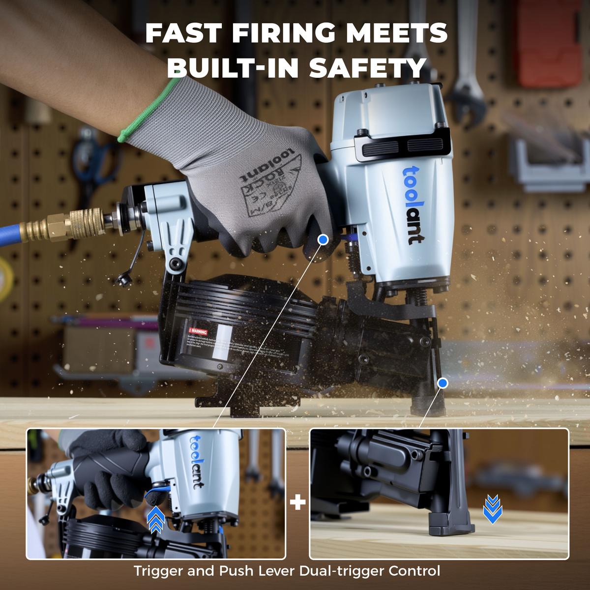 Pneumatic Roofing Nail Gun 15° 120-Coil, 70–120 PSI