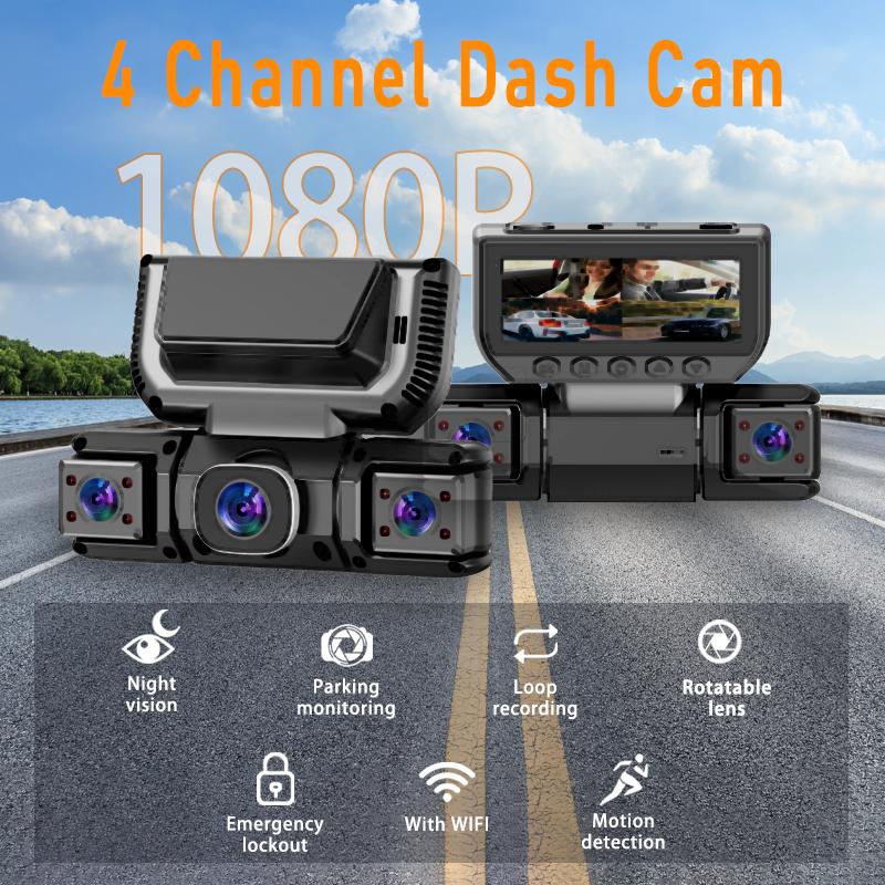360° 4-Channel Dash Cam with GPS & WiFi