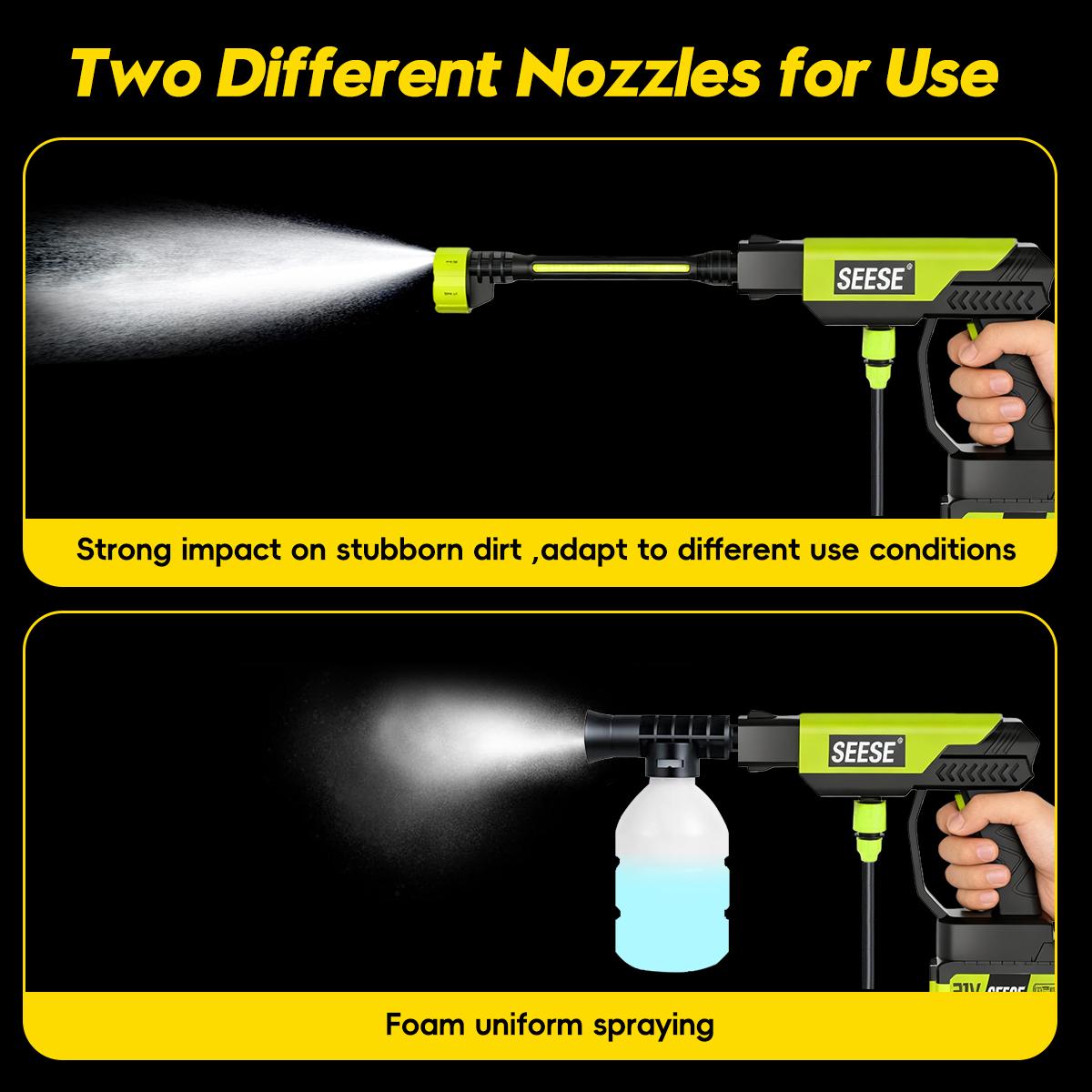 SEESE Cordless Pressure Washer with Charger Base, Portable Bottle Power Washer for Car, Home & Garden