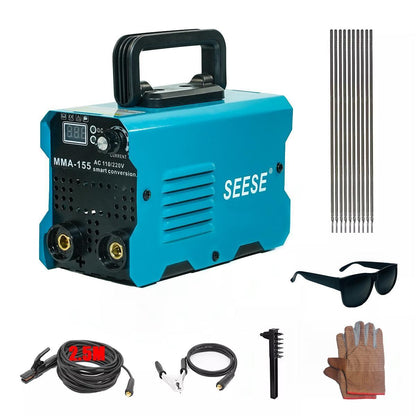 155A Mini Portable Stick Welder – 110/220V Smart Voltage, Digital LED Display, MMA Arc Welding Machine