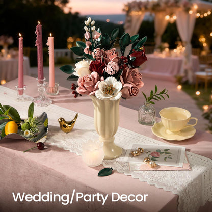 Pink Rose Flower Bouquet Building Set for Adults – Elegant Botanical Blocks, Romantic Home Decor Gift