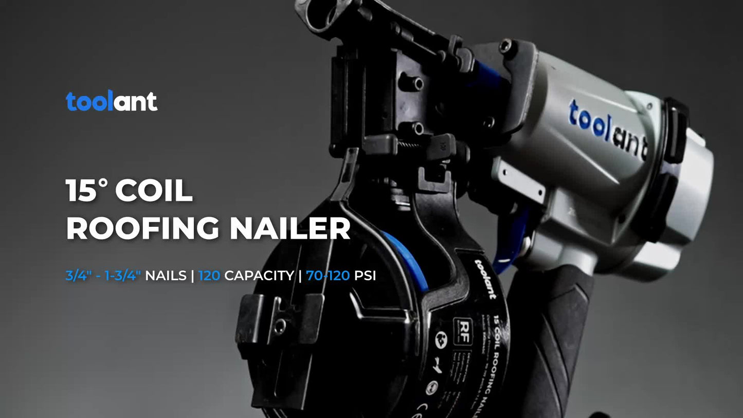 Pneumatic Roofing Nail Gun 15° 120-Coil, 70–120 PSI