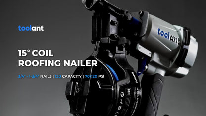 Pneumatic Roofing Nail Gun 15° 120-Coil, 70–120 PSI