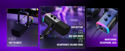 XLR/USB Dynamic Gaming Microphone with RGB
