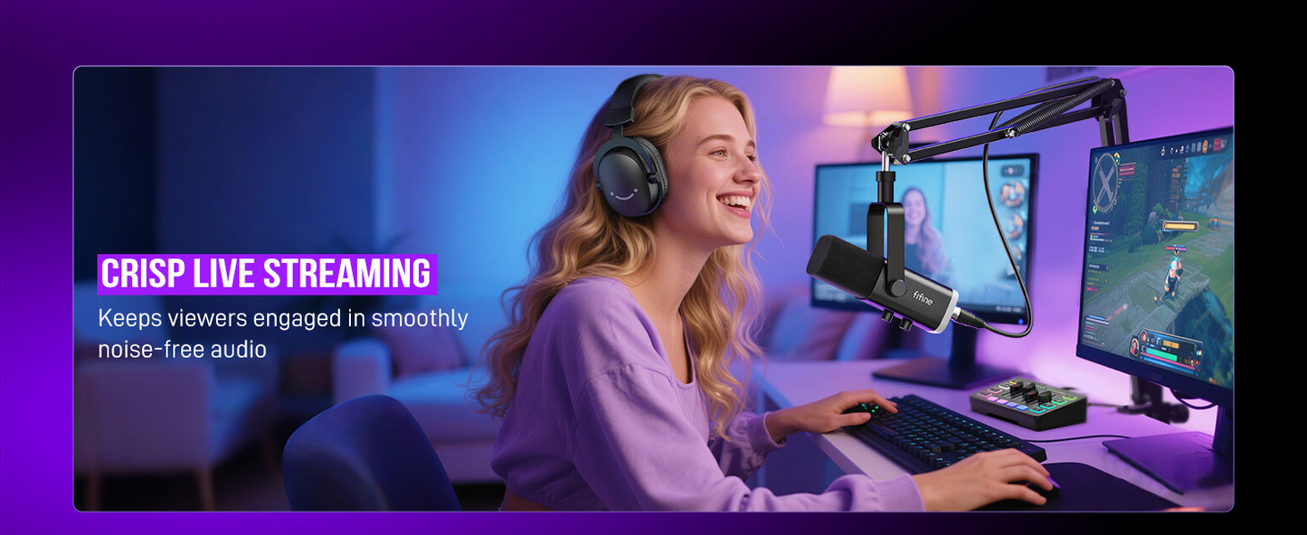 XLR/USB Dynamic Gaming Microphone with RGB