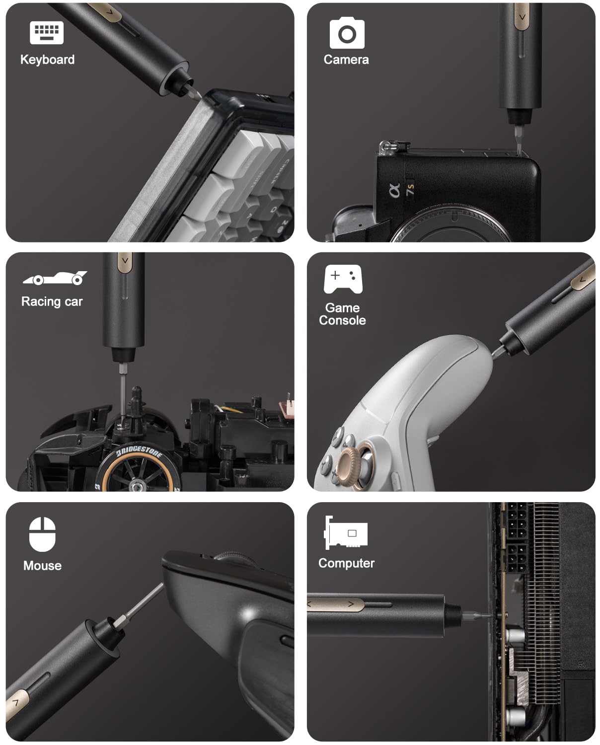 Ultra Mini Electric Screwdriver Set, Cordless Precision Screwdriver 0.6Nm, 50 Magnetic Bits, 5/32'' Hex for Electronics Repair