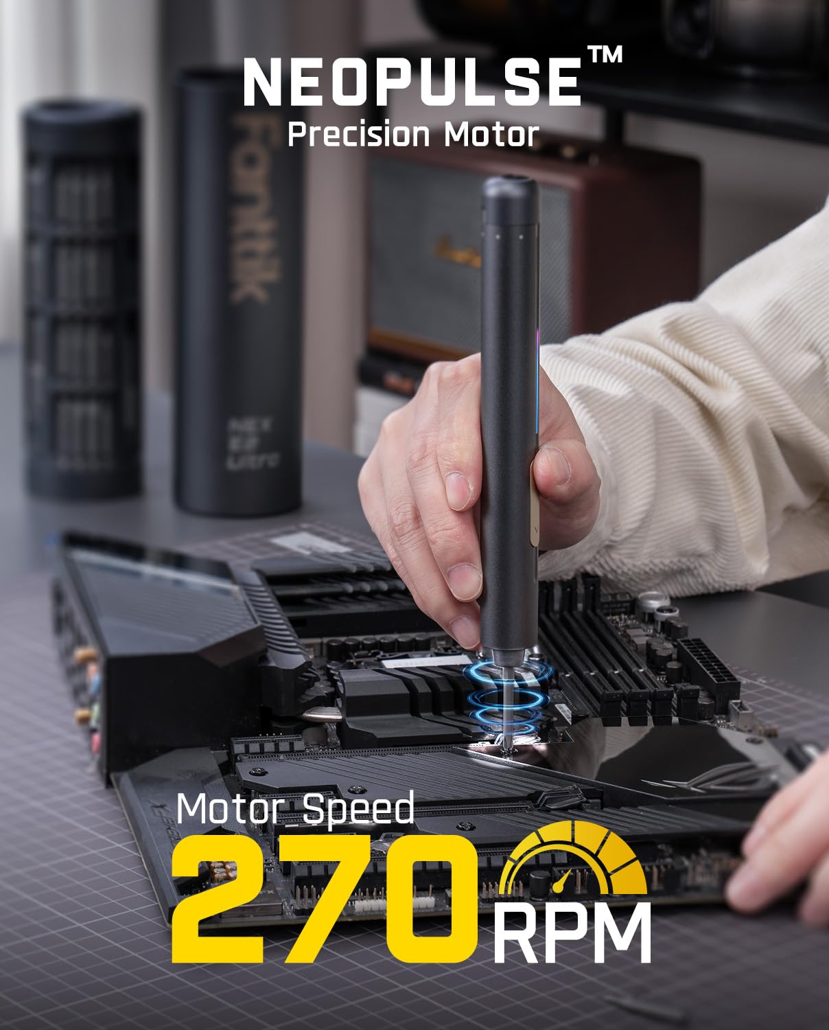 Ultra Mini Electric Screwdriver Set, Cordless Precision Screwdriver 0.6Nm, 50 Magnetic Bits, 5/32'' Hex for Electronics Repair